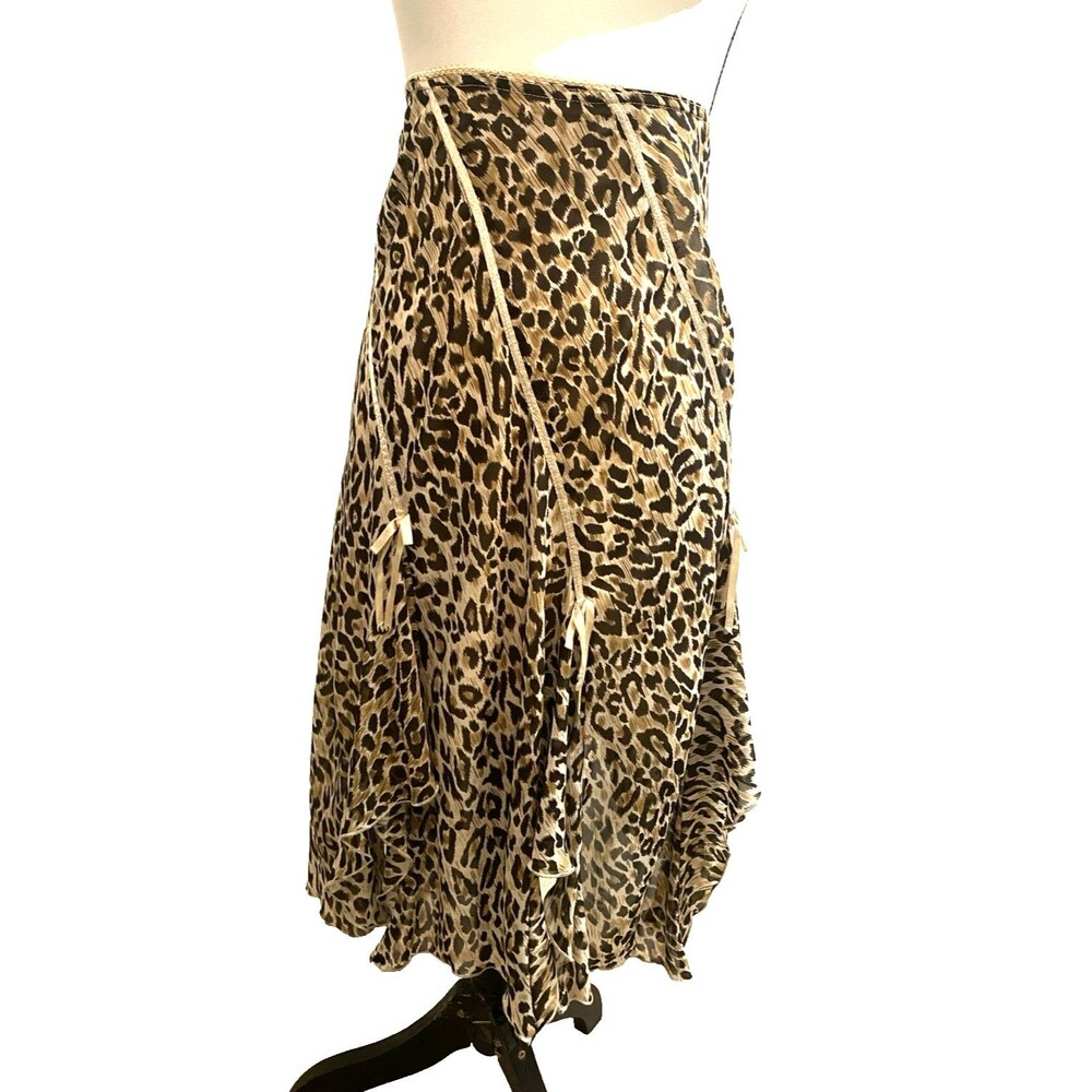 Cato Boho Skirt Sz L Brown Animal Print Asymmetric Hankerchief Hem Whimsy Fairy